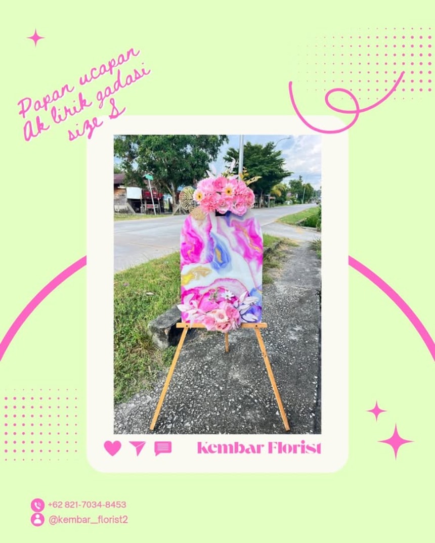 Papan Ucapan Akrilik gradasi pink ungu Sise S